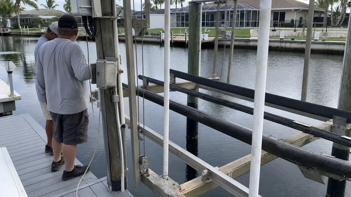 Cape Coral homeowner photo checklist for boat lift repair symptoms